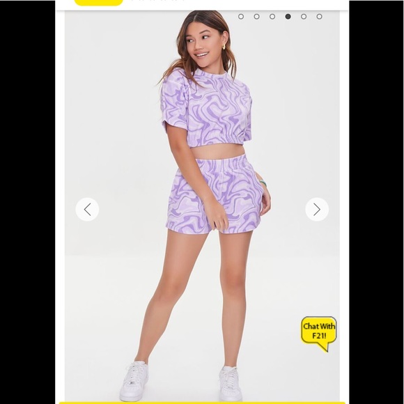 Forever21 Marble Print Crop Top & Short Set - Picture 4 of 4